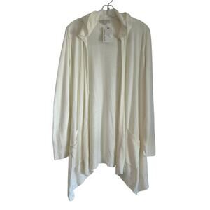 NWT Barefoot Dreams CozyChic Ultra Lite Hooded Cardigan, Cream, Women’s Small